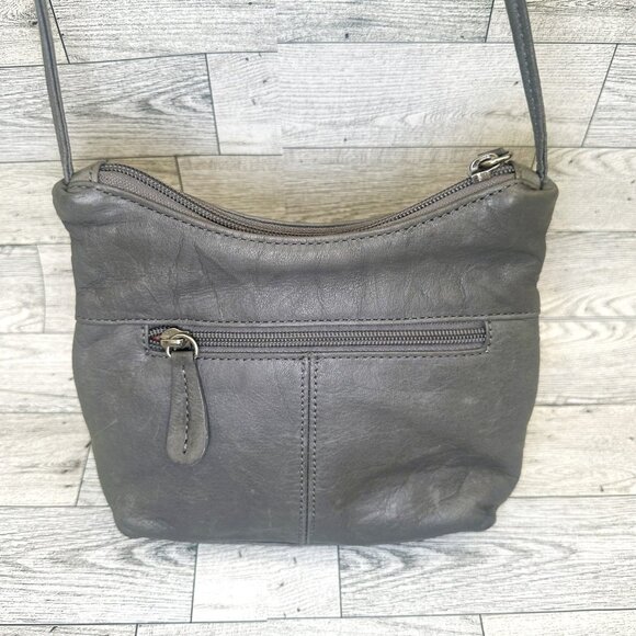 Stone Mountain Gray Genuine Leather Crossbody Shoulder Bag Purse - Picture 7 of 7